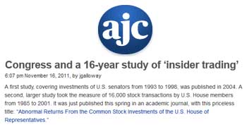 Atlanta Journal-Constitution congress and a 16 year study of insider trading Atlanta Journal-Constitution congress and a 16 year study of insider trading