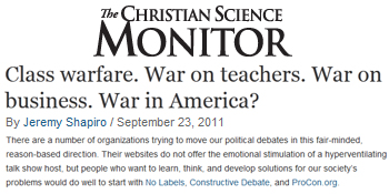 Christian Science Monitor class warfare war on teachers war on business war on America Christian Science Monitor class warfare war on teachers war on business war on America