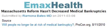 eMaxHealth Massachusetts reform has not decreased medical bankruptcies eMaxHealth Massachusetts reform has not decreased medical bankruptcies