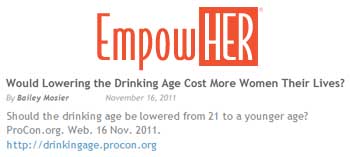 EmpowHER would lowering the drinking age cost more women their lives EmpowHER would lowering the drinking age cost more women their lives
