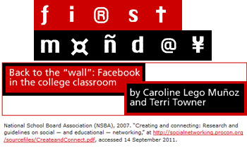 First Monday back to the wall Facebook in the college classroom First Monday back to the wall Facebook in the college classroom