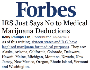 Forbes IRS just says no to medical marijuana deductions Forbes IRS just says no to medical marijuana deductions