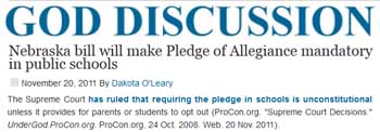 God discussion Nebraska bill will make pledge of allegiance mandatory in public schools God discussion Nebraska bill will make pledge of allegiance mandatory in public schools