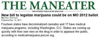 Maneater new bill to legalize marijuana could be on MO 2012 ballot Maneater new bill to legalize marijuana could be on MO 2012 ballot