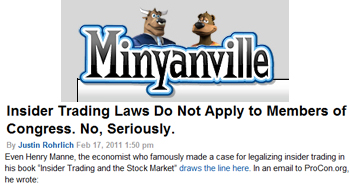 Minyanville insider trading laws do not apply to members of Congress Minyanville insider trading laws do not apply to members of Congress