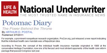 National Underwriter Potomac Diary The power behind the throne National Underwriter Potomac Diary The power behind the throne
