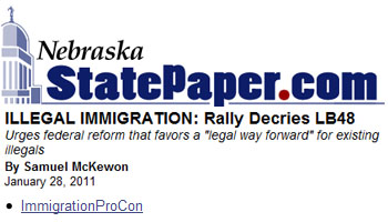 Nebraska Statepaper Illegal immigration rally decries LB48 Nebraska Statepaper Illegal immigration rally decries LB48