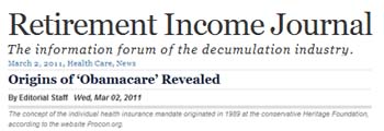 Retirement Income Journal origins of obamacare revealed Retirement Income Journal origins of obamacare revealed