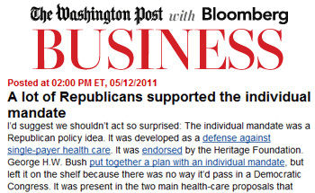 Washington Post a lot of republicans supported the individual mandate Washington Post a lot of republicans supported the individual mandate